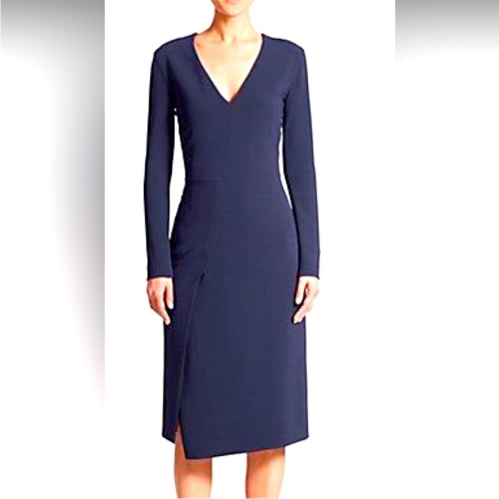 Theory Pazima Navy Fitted Long Sleeve Dress